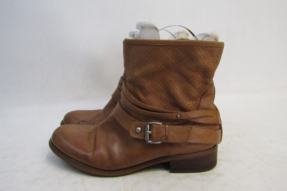 Marc Fisher Womens Size 7 M Brown Leather Buckle Ankle Fashion Boots Bootie